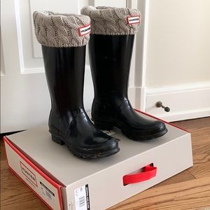 Hunter boots & socks, Black Gloss size 6G/7.5W